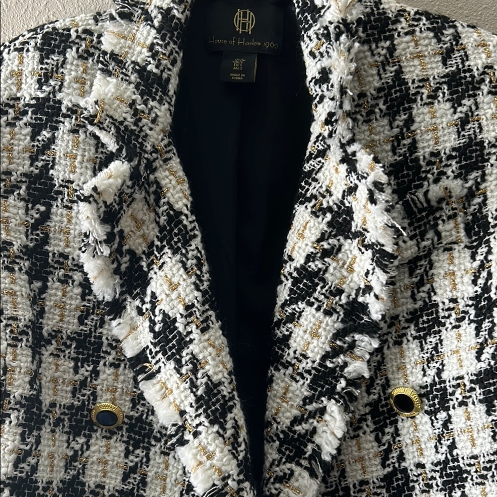 *House of Harlow 1960 Black and White Houndstooth Blazer - Picture 6 of 11